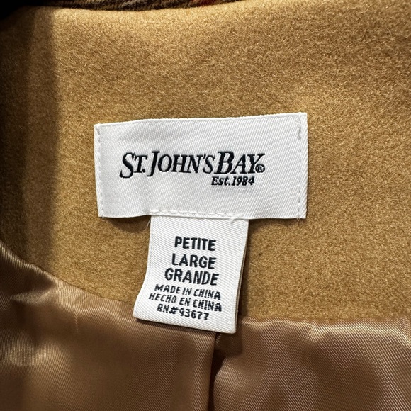 St. John’s Bay Petite Cashmere Blend Hooded Toggle Coat Caramel Latte NWT PL - Picture 15 of 16